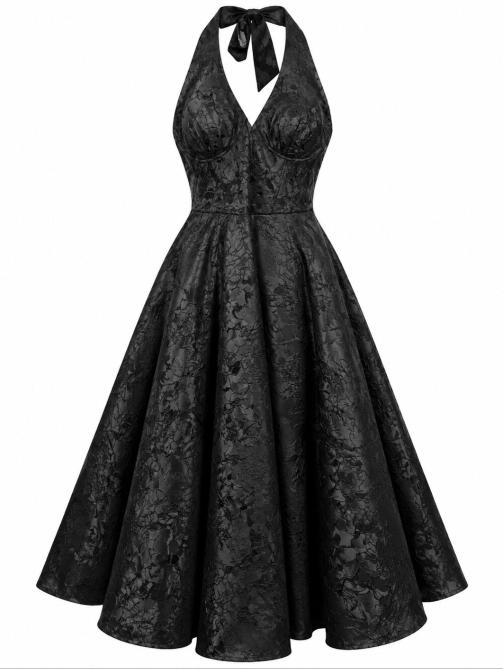 Jacquard Halter Midi Dress